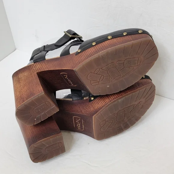 Kork-Ease Black Leather Mules with Wooden Heel - Picture 9 of 10